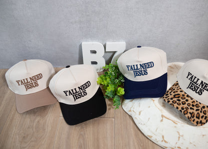 Y’all Need Jesus Embroidered Trucker Hat – Faith & Western Style Cap