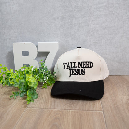 Y’all Need Jesus Embroidered Trucker Hat – Faith & Western Style Cap