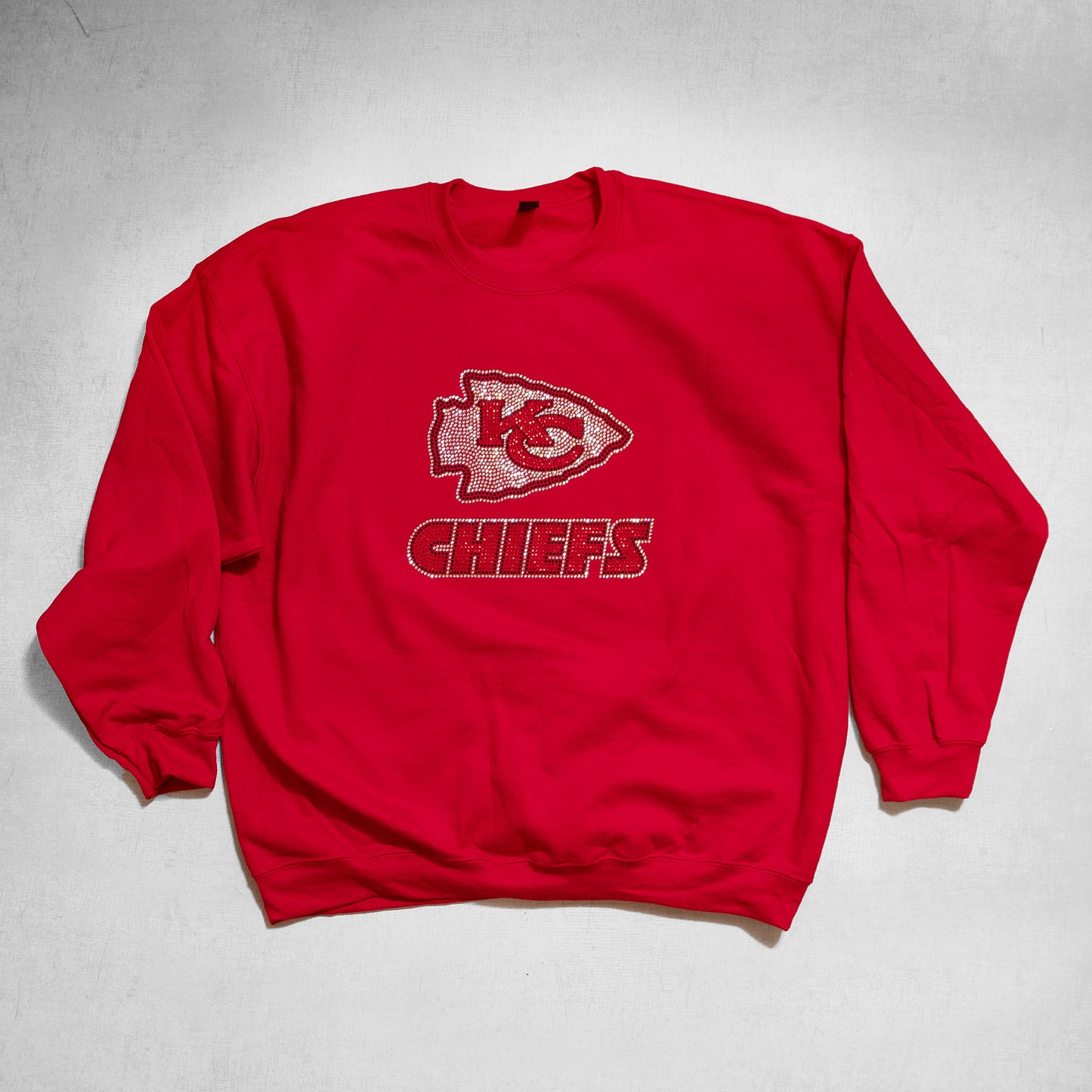 Kansas City Chiefs Rhinestone Black Crewneck Sweatshirt – Sparkling Game Day Spirit