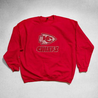 Kansas City Chiefs Rhinestone Black Crewneck Sweatshirt – Sparkling Game Day Spirit
