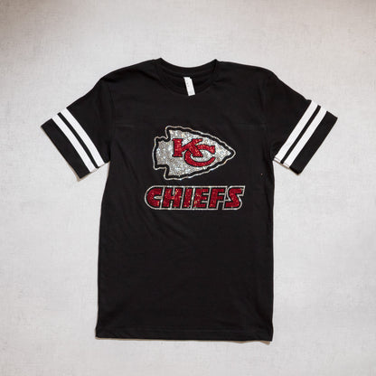 Sparkle Game Day Kansas City Chiefs Tee – Crewneck & V-Neck Styles