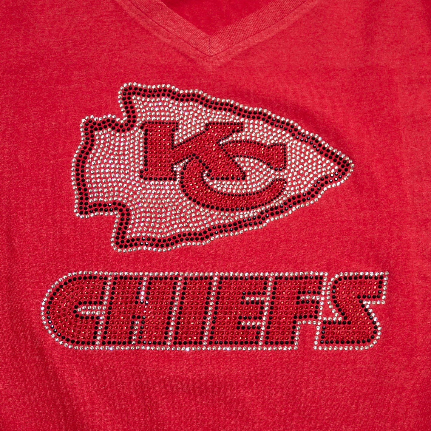 Kansas City Chiefs Rhinestone Black Crewneck Sweatshirt – Sparkling Game Day Spirit