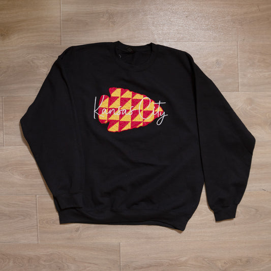 Kansas City Appliqué Quilted Embroidered Crewneck Sweatshirt