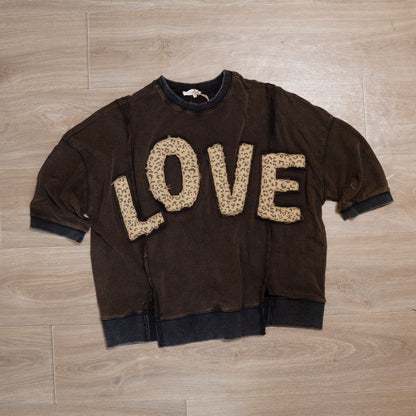 Love Patch Washed Terry Pullover – Relaxed Fit Boutique Sweatshirt