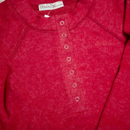 Brushed Melange Hacci Oversized Henley Sweater – B7 Boutique Cozy Layers