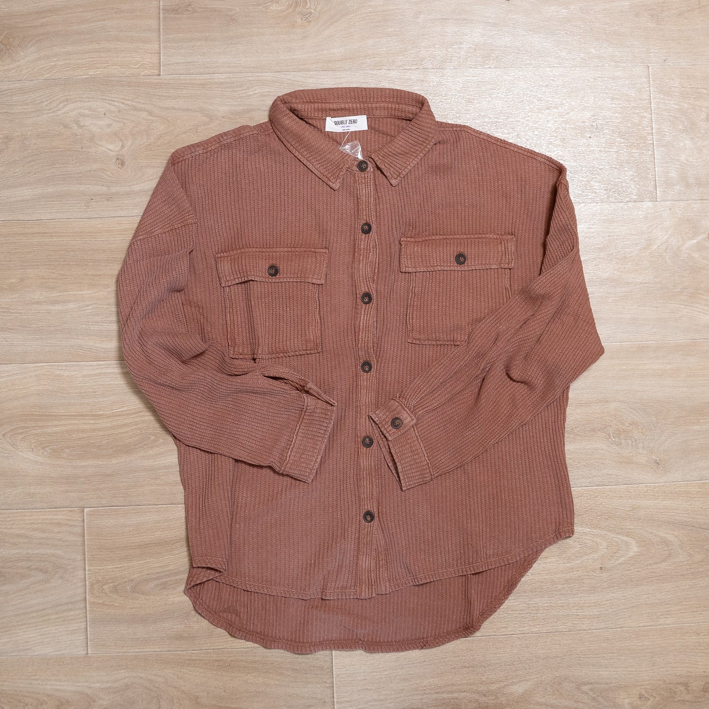 Oversized Mineral Washed Waffle Button-Up Shacket – Soft & Relaxed Women’s Layering Jacket
