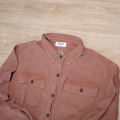 Oversized Mineral Washed Waffle Button-Up Shacket – Soft & Relaxed Women’s Layering Jacket