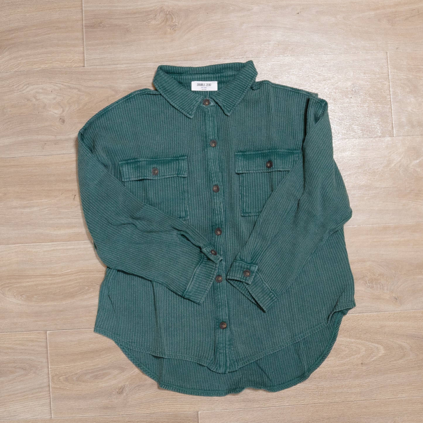 Oversized Mineral Washed Waffle Button-Up Shacket – Soft & Relaxed Women’s Layering Jacket