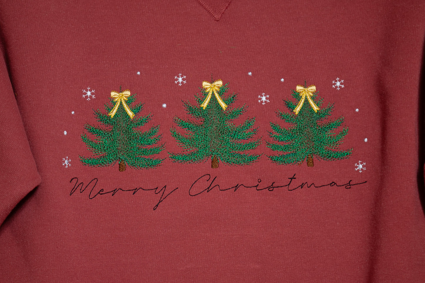 Merry Christmas Embroidered Comfort Wash Crewneck – Vintage Soft Holiday Sweatshirt