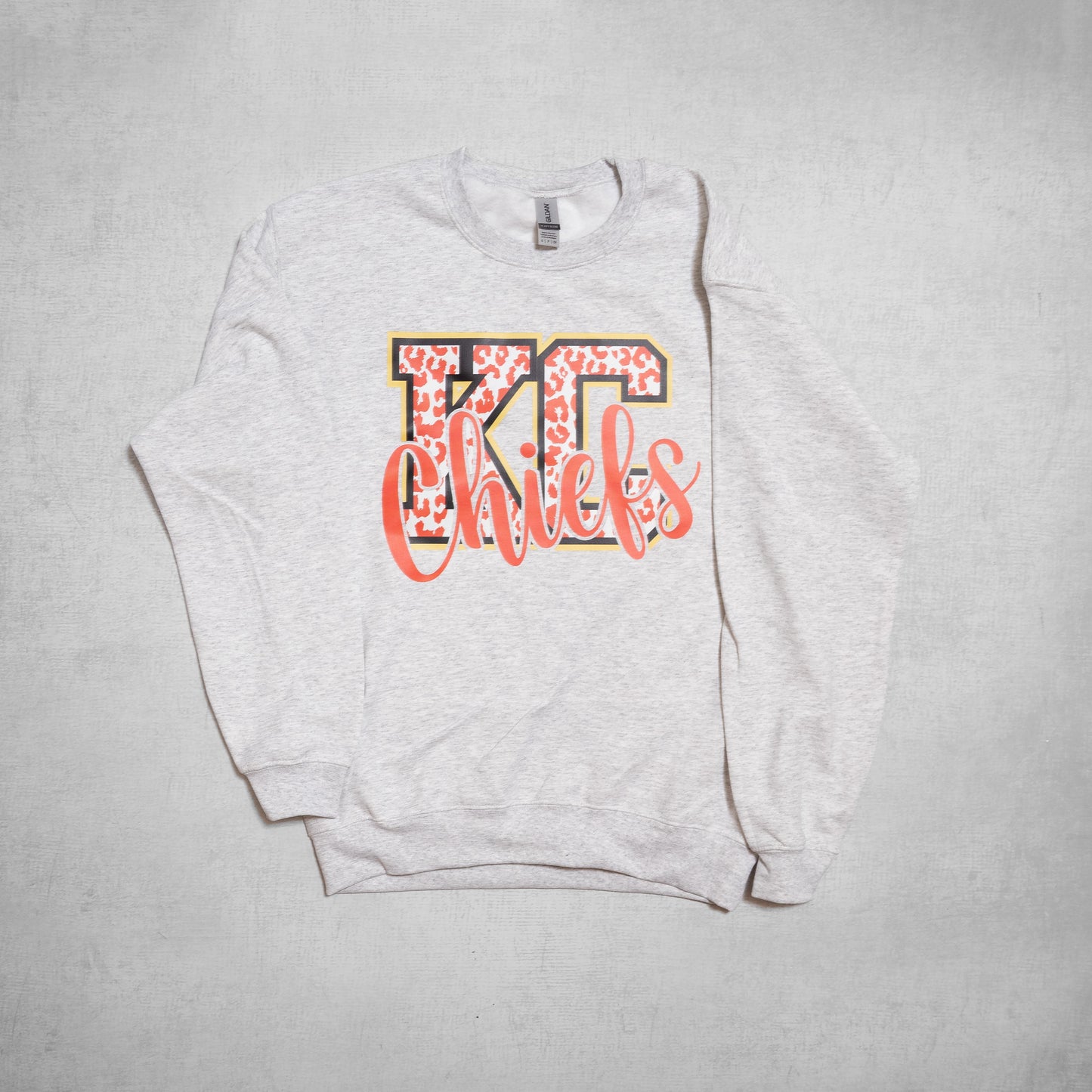 KC Chiefs Leopard Print Graphic – Crewneck & Tee for Bold Game Day Style