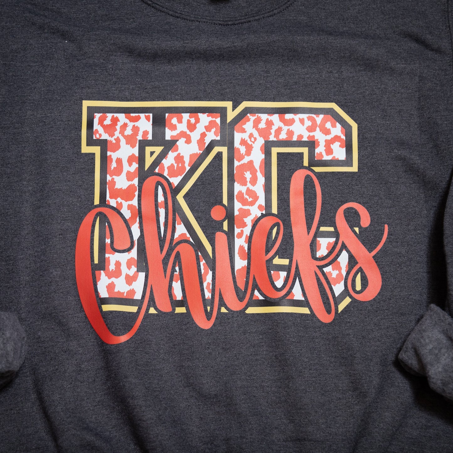 KC Chiefs Leopard Print Graphic – Crewneck & Tee for Bold Game Day Style