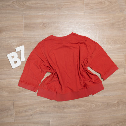 Easel Bow Patch Bottom Hem Mineral Washed Terry Pullover – Oversized Floral Bow Detail Sweater