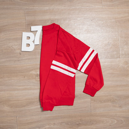 Varsity Striped Oversized Sweatshirt – Drop-Shoulder Casual Pullover