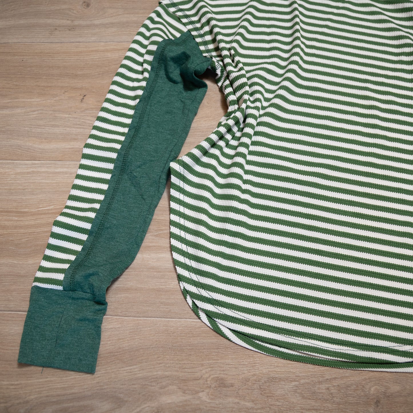 Green Striped Raglan Long Sleeve Top – Casual Everyday Knit Shirt