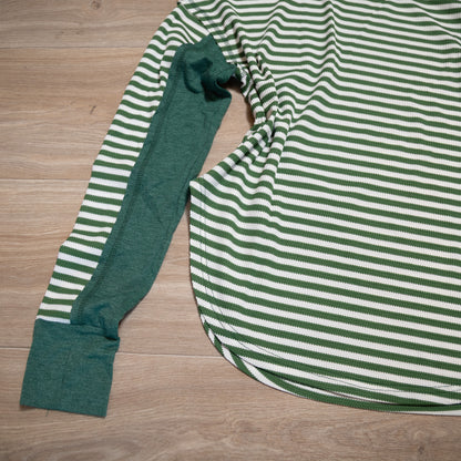 Green Striped Raglan Long Sleeve Top – Casual Everyday Knit Shirt