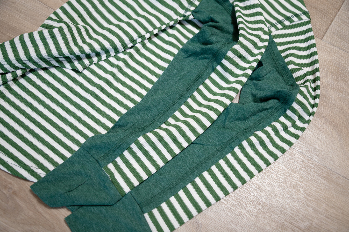 Green Striped Raglan Long Sleeve Top – Casual Everyday Knit Shirt