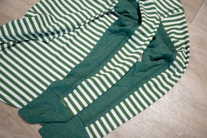 Green Striped Raglan Long Sleeve Top – Casual Everyday Knit Shirt
