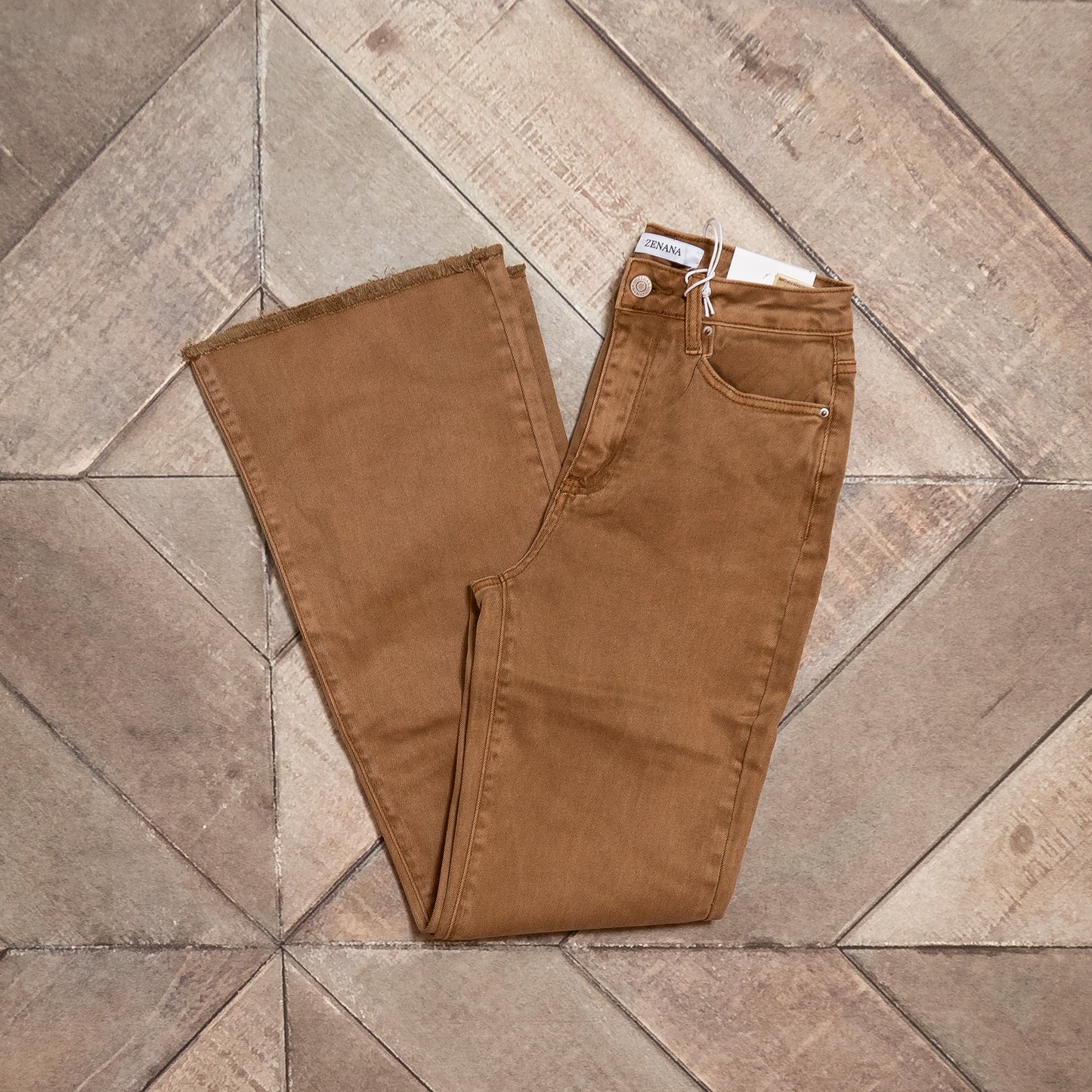 Acid Washed High Waist Bootcut Pants – Zenana Frayed Hem