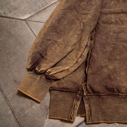 Acid Wash Exposed-Seam Fleece Sweatshirt — Vintage Vibe Pullover