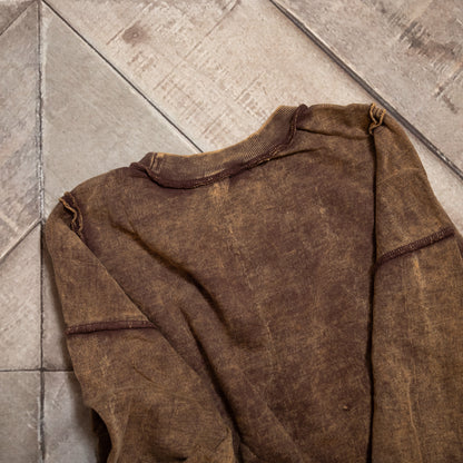 Acid Wash Exposed-Seam Fleece Sweatshirt — Vintage Vibe Pullover