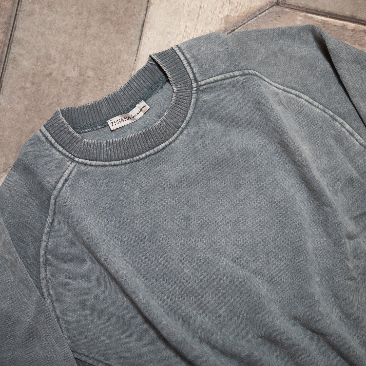 Acid Wash Fleece Sweatshirt with Side Rib – Vintage Vibe Cozy Pullover