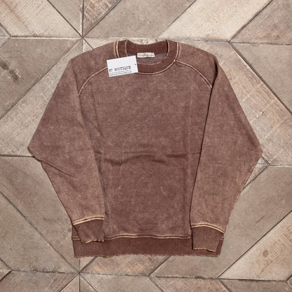 Acid Wash Fleece Sweatshirt with Side Rib – Vintage Vibe Cozy Pullover