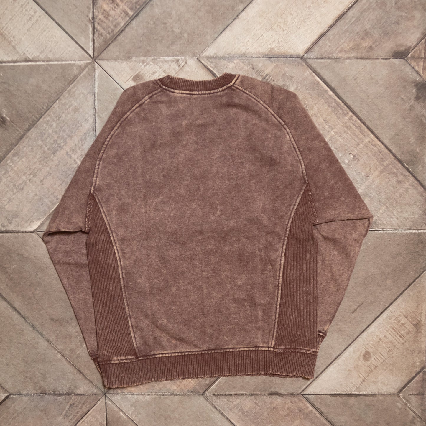 Acid Wash Fleece Sweatshirt with Side Rib – Vintage Vibe Cozy Pullover