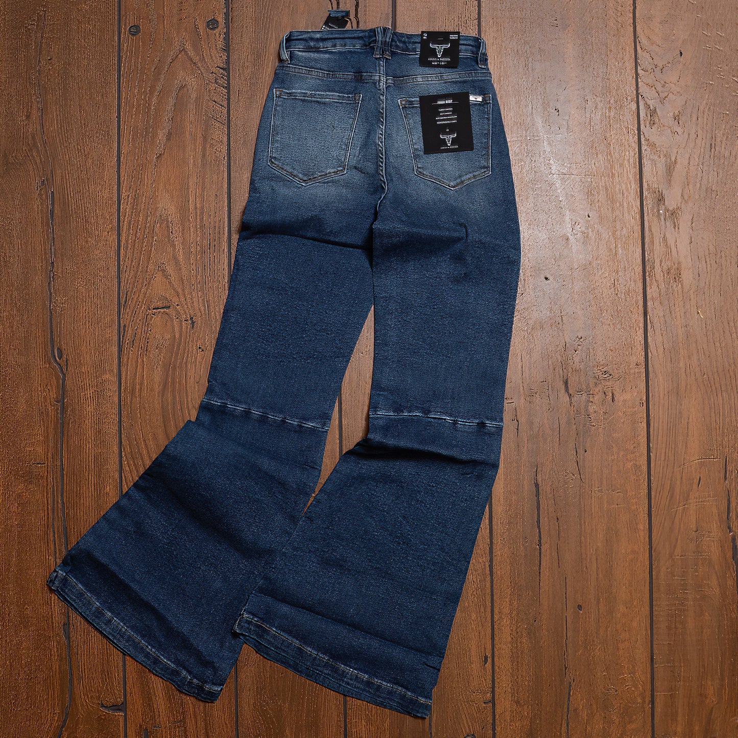 Dark Wash High Rise Flare Jeans with Tummy Control – Lucky & Blessed