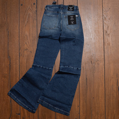 Dark Wash High Rise Flare Jeans with Tummy Control – Lucky & Blessed