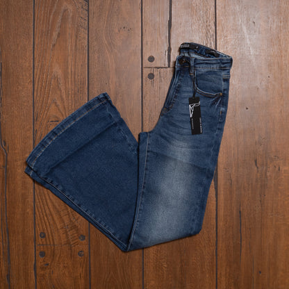 Dark Wash High Rise Flare Jeans with Tummy Control – Lucky & Blessed