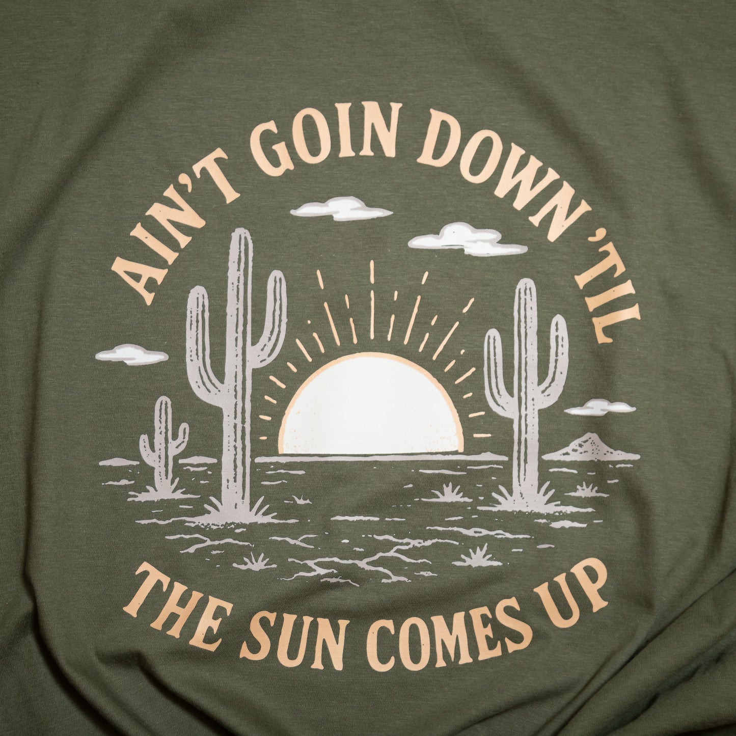 Ain’t Goin’ Down ‘Til the Sun Comes Up Graphic Tee – Western Country Music T-Shirt