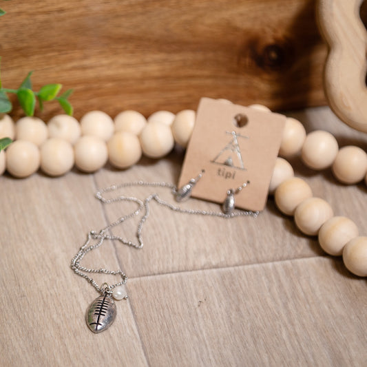 Friday Night Lights Football Necklace & Earring Set