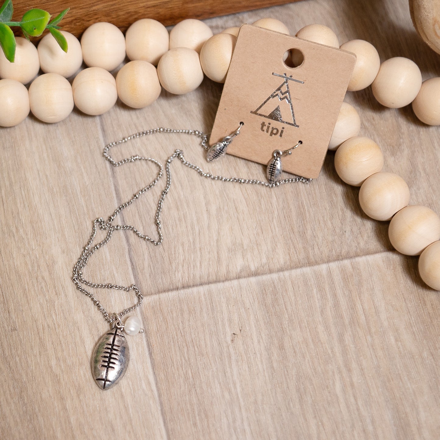 Friday Night Lights Football Necklace & Earring Set