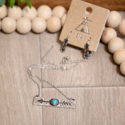 Wander Free Turquoise Arrow Necklace & Earring Set