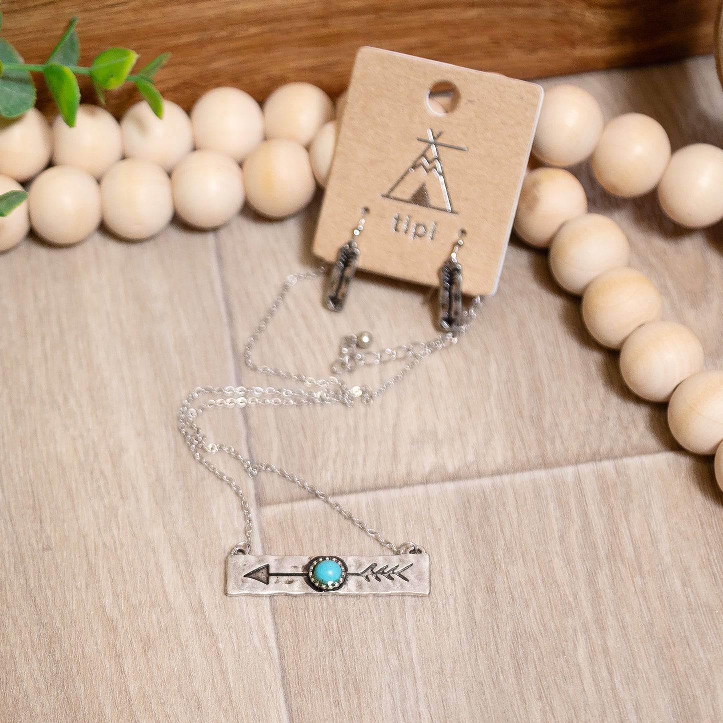 Wander Free Turquoise Arrow Necklace & Earring Set