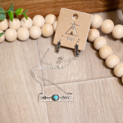 Wander Free Turquoise Arrow Necklace & Earring Set