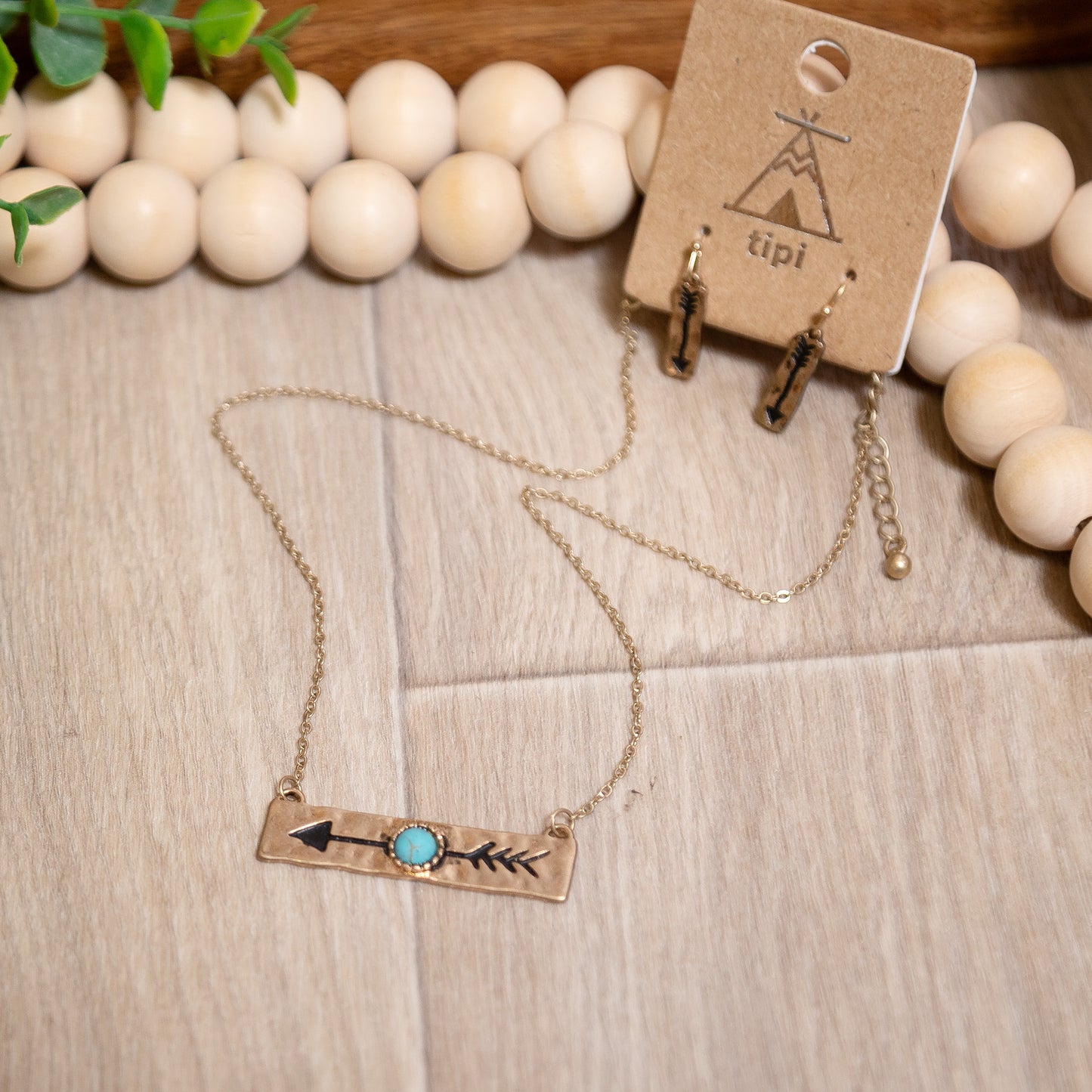Wander Free Turquoise Arrow Necklace & Earring Set