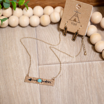 Wander Free Turquoise Arrow Necklace & Earring Set