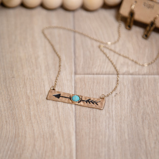 Wander Free Turquoise Arrow Necklace & Earring Set
