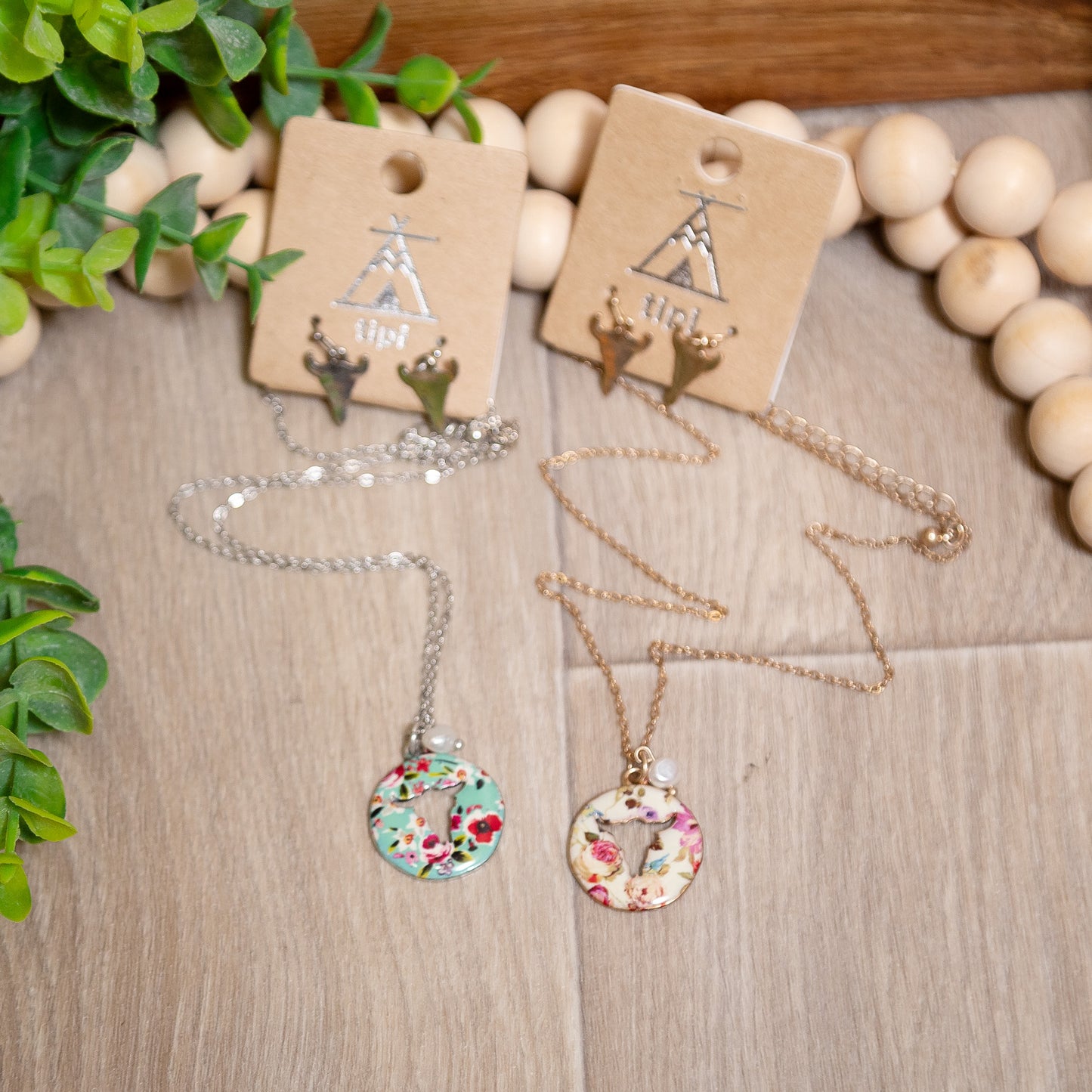Floral Cowgirl Charm Necklace & Earring Set | Boho Western Jewelry