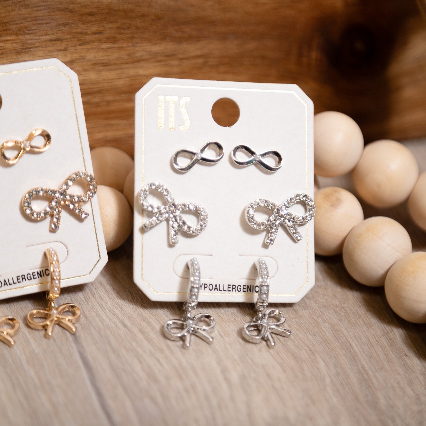 Forever Fancy Bow Earring Set | Gold & Silver Rhinestone Earrings