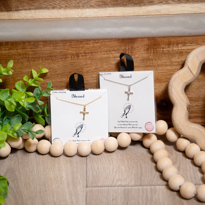 Blessed Sparkle Cross Necklace | Gold & Silver Faith Jewelry