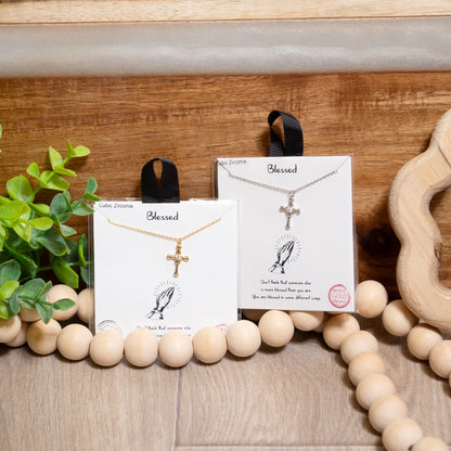 Blessed Sparkle Cross Necklace | Gold & Silver Faith Jewelry