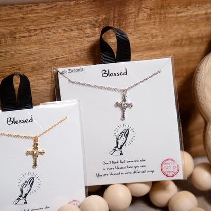 Blessed Sparkle Cross Necklace | Gold & Silver Faith Jewelry