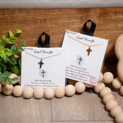 Quiet Strength Cross Necklace | Gold & Silver Faith Jewelry