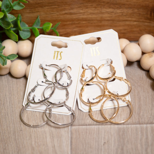 Essential Everyday Hoop Earring Set | Gold & Silver Hoop Trio