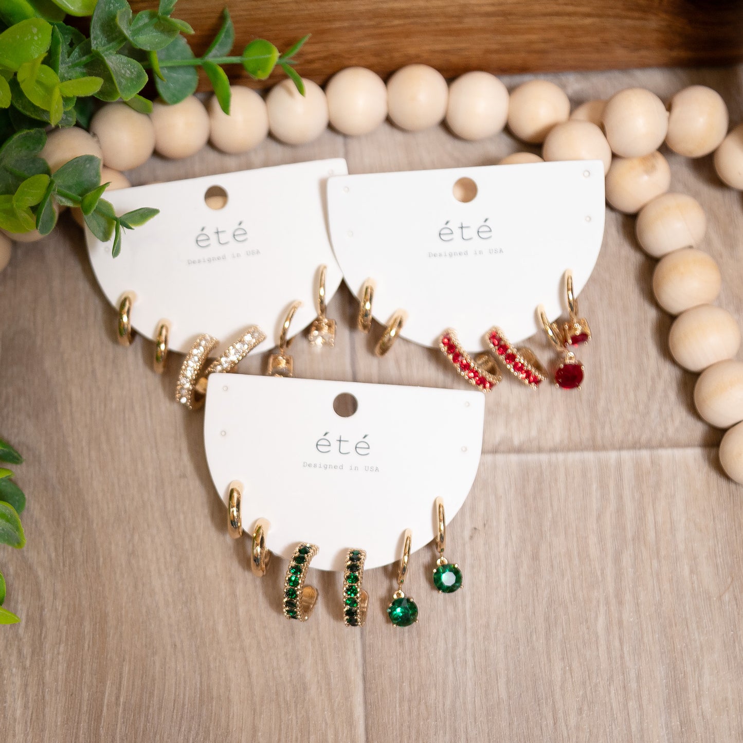 Holiday Spark Trio Earring Set | Gold Rhinestone Hoops & Drops