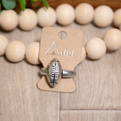 Friday Night Lights Football Ring | Adjustable Silver Sports Jewelry