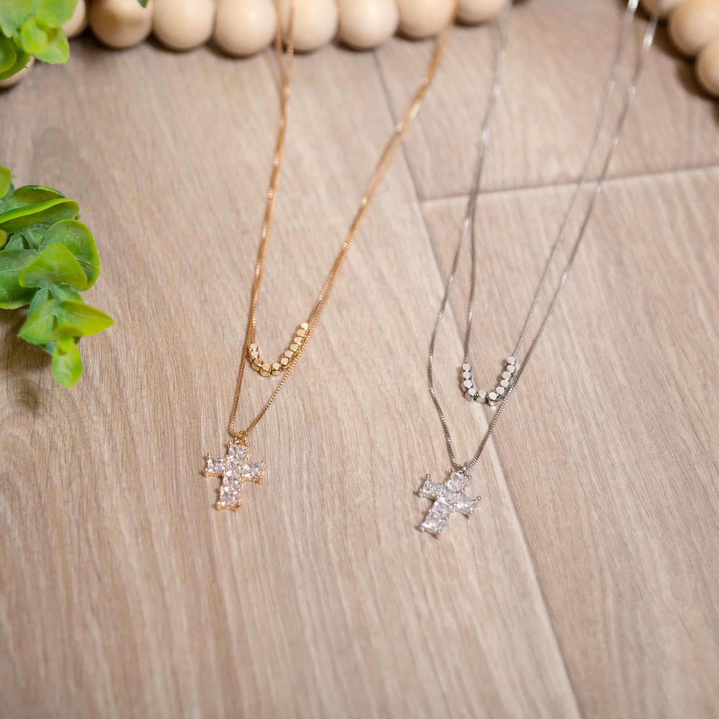Faith & Shine Layered Cross Necklace | Gold or Silver Crystal Pendant