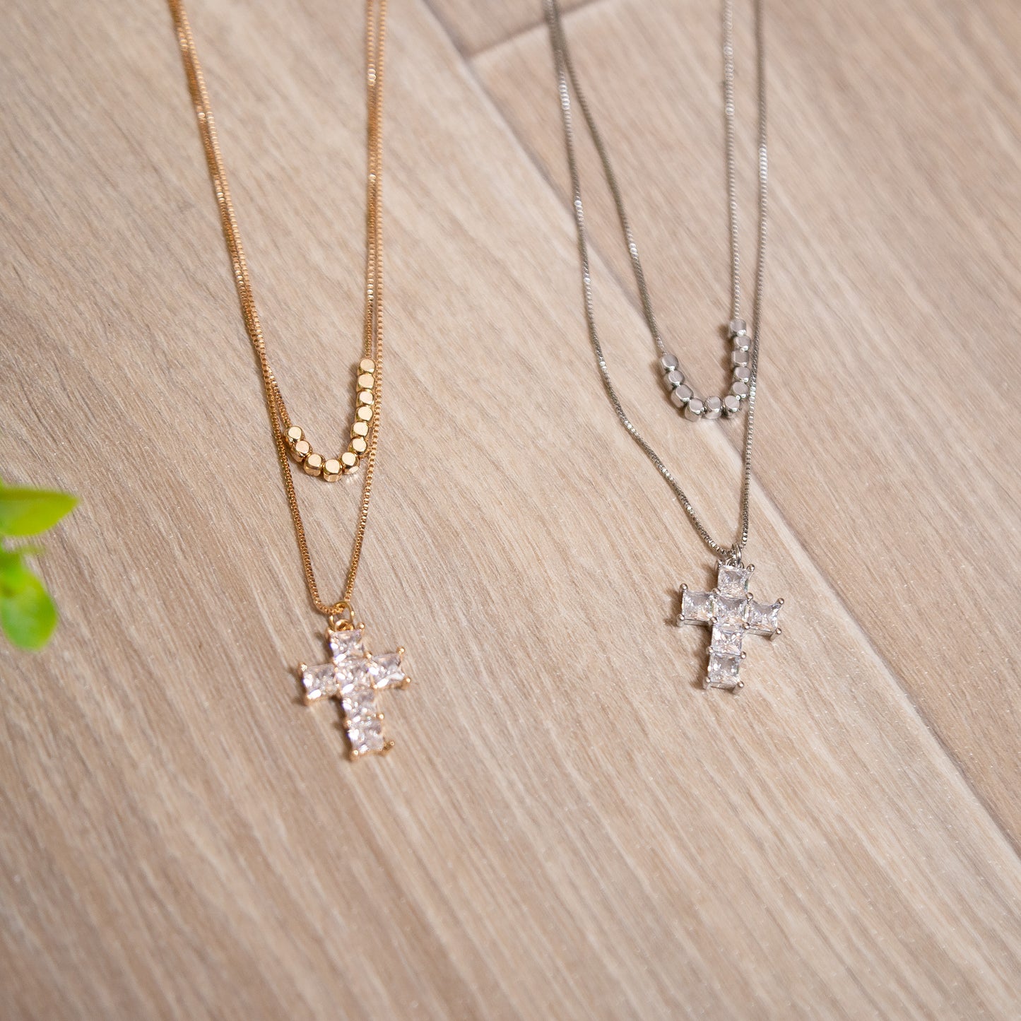 Faith & Shine Layered Cross Necklace | Gold or Silver Crystal Pendant